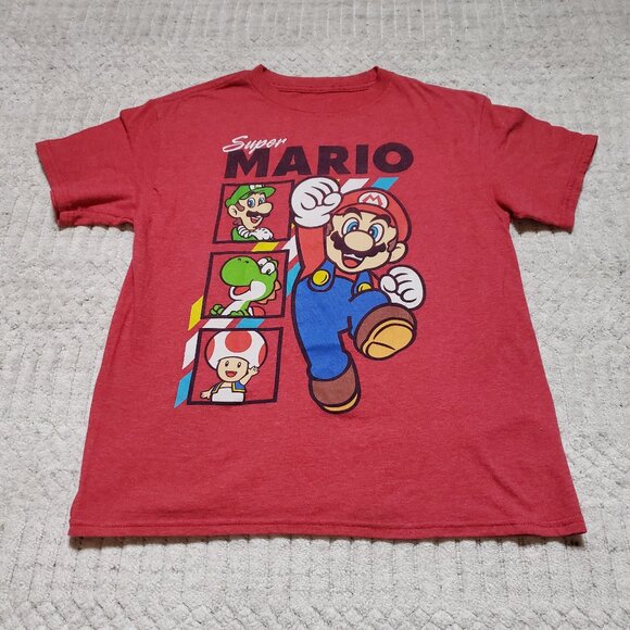 Super Mario Bros - Super Mario & Friends Big Boy's Red T-Shirt Size Small - Picture 1 of 15